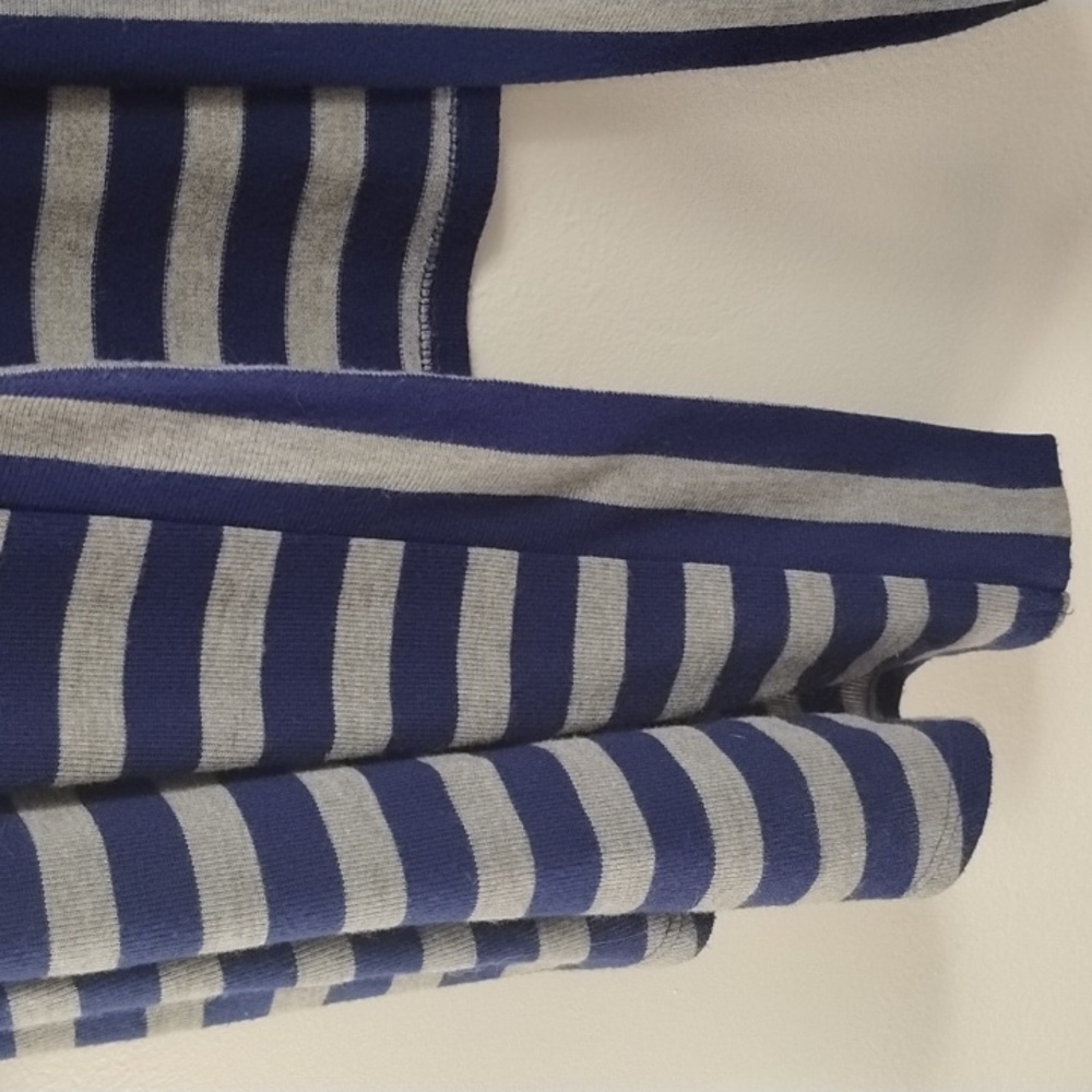 Torrid Navy Dark Preppy Casual Athleisure Striped Open Front Drape Cardigan - Picture 3 of 13